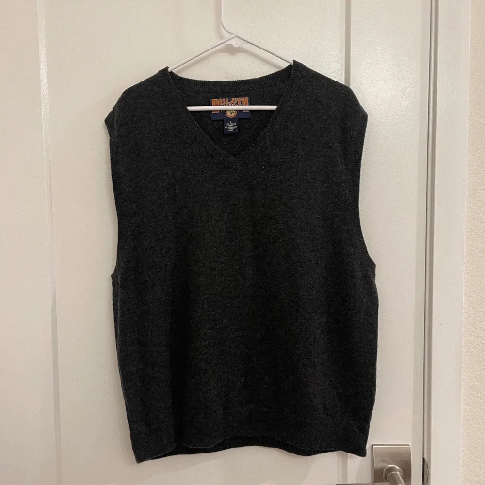 Vintage Duluth Merino Wool Cashmere Vest Fall Classic Gray Preppy Old Money